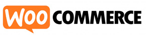 Pomarańczowo-czarne logo wtyczki WooCommerce do systemu CMS WordPress