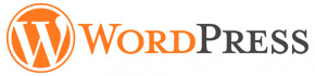 Pomarańczowo-czarne logo systemu CMS WordPress